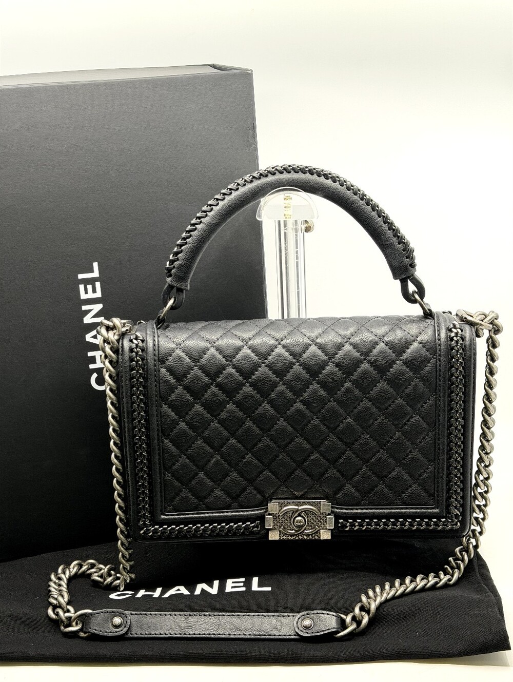 Chanel 2017 Quilted Calfskin New Medium Boy Top Handle Flap Bag